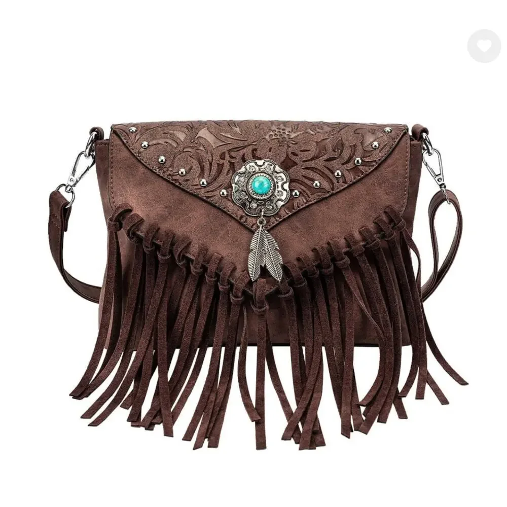 Women's‎ Lavawa Vegan Leather Fringe Bag Small Crossbody Western Boho Festival
